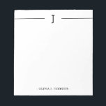 Elegante Monograma Clásico Bloc de notas Blanco Ne<br><div class="desc">Añada fácilmente su monograma personalizado inicial y nombre a este elegante bloc de notas en blanco y negro.</div>