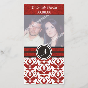 Elegante Monograma Damask Guardar Las Tarjetas Fot