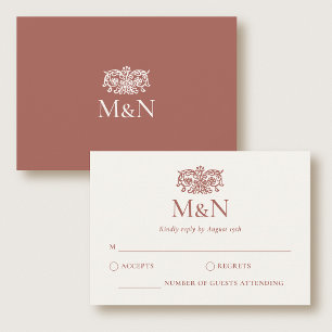 Elegante Monograma de Boda RSVP Cercado de Terraco