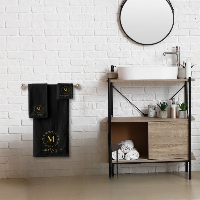 Elegante Monograma de guirnaldas botánicas de oro  (Subido por el creador)