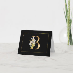 Elegante Monograma de Oro B con Tarjeta de Nota de