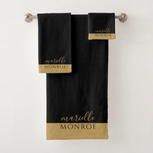 Elegante Monograma Dorado Serif Negro