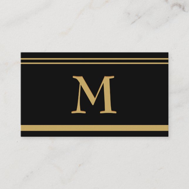 Elegante Monograma Dorado Tarjeta de Negocios Form (Anverso)