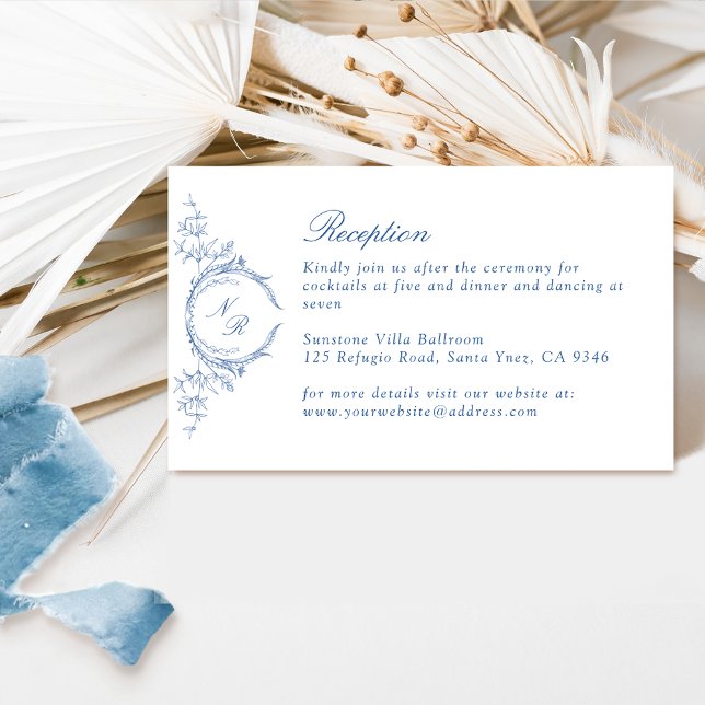 Elegante Monograma en la recepción de la boda azul (Subido por el creador)