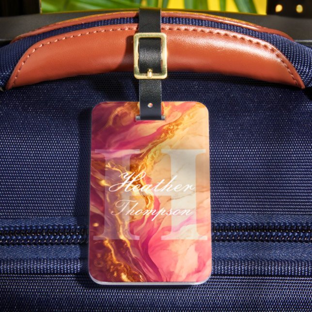 Elegante Monograma Etiqueta inicial de la maleta d (Subido por el creador)