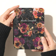 Elegante monograma floral naranja fucsia