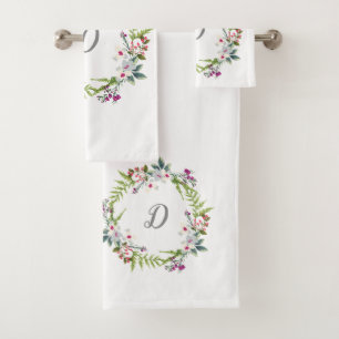 Elegante Monograma floral Shabby Chic colorido