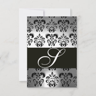 ELEGANTE MONOGRAMA GRIS BLANCO NEGRO DAMASK RSVP