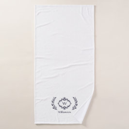 Elegante Monograma Inicial Blanco Moderno Azul de