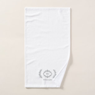Elegante Monograma Inicial Moderno Blanco Gris Ten