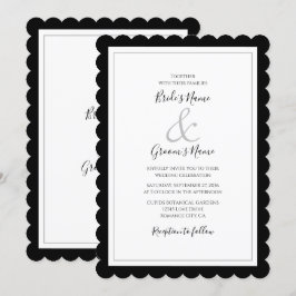 Elegante Monograma Invitación a la boda blanca y n