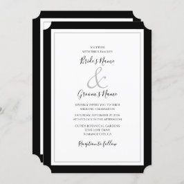 Elegante Monograma Invitación a la boda blanca y n
