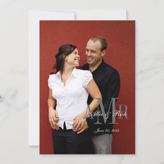 Elegante Monograma - Invitación a la boda fotográf (Anverso)