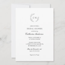 Elegante Monograma Invitación a la ducha de novia