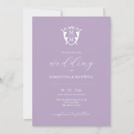 Elegante Monograma Invitaciones a la Boda Lilac