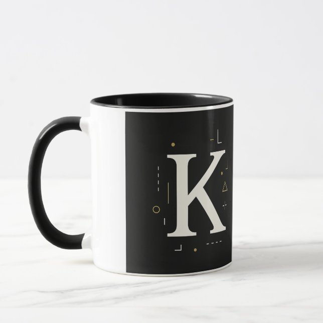 "Elegante Monograma K Mug - Copa personalizada de  (Izquierda)