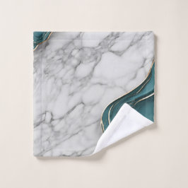 Elegante Monograma Mármol dorado Verde azulado osc