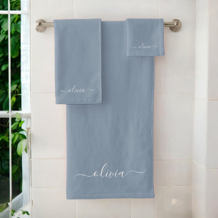 Elegante Monograma moderno Minimalista azul turbio