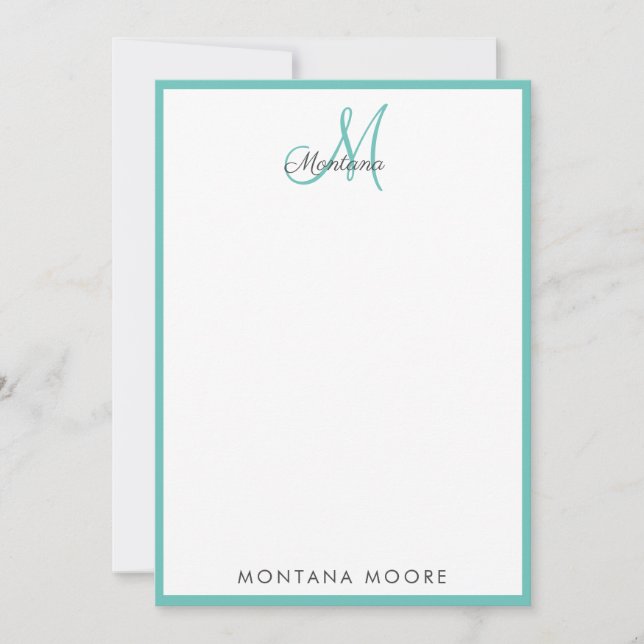 Elegante Monograma Moderno Nota simple Giratoria V (Anverso)