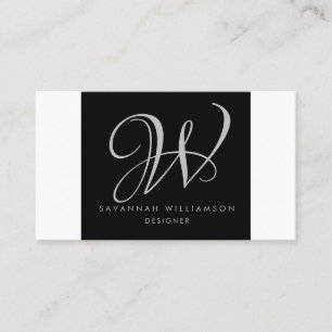Elegante Monograma Negro Gris Designer Tarjeta de