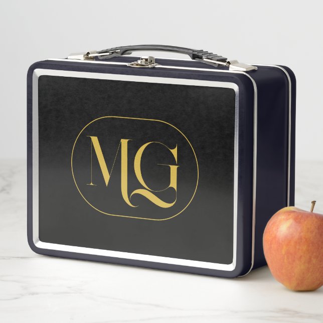 Elegante Monograma Negro Personalizado (In situ)