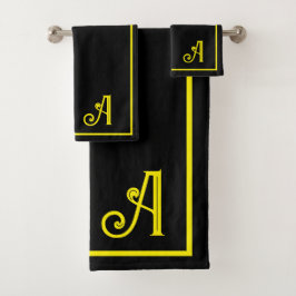 Elegante monograma negro y amarillo  