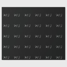 Elegante Monograma Papel de envolver Boda negro