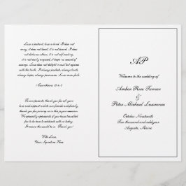 Elegante Monograma Programa Formal de Boda Doble