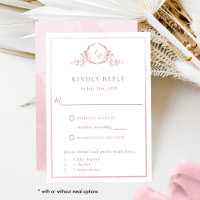 Elegante monograma Rosa con acuarela RSVP