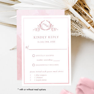 Elegante Monograma Rosa y acuarela RSVP