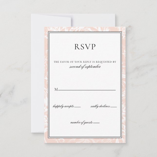 Elegante Monograma Rubor Floral Wedding rsvp (Anverso)