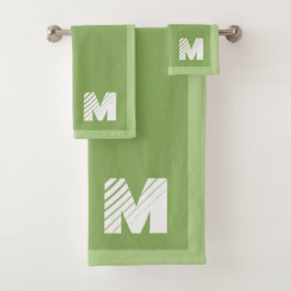 Elegante Monograma Verde Salvia Personalizado 