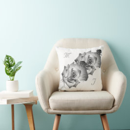 Elegante Monogramado con Cojín decorativo Rosa de 