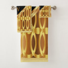 Elegante monogramado de oro de corazón geométrico