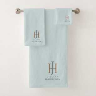 Elegante Monogramado Pastel Aqua Blue