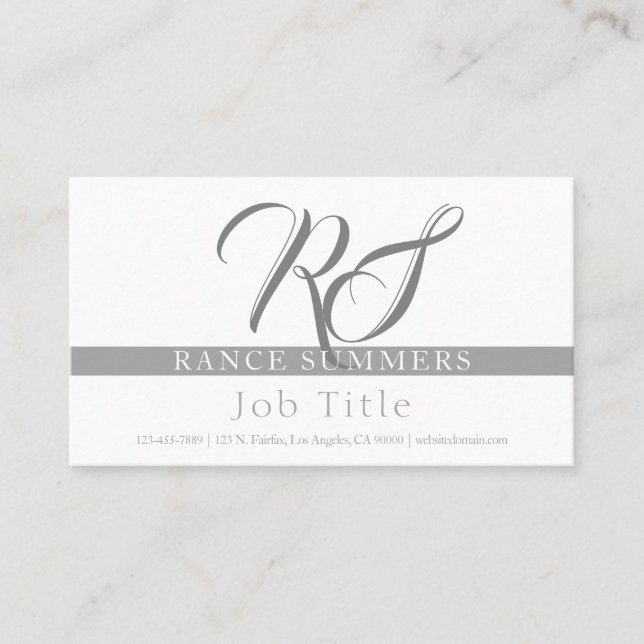 Elegante Monogramado | Tarjeta de presentación de  (Anverso)