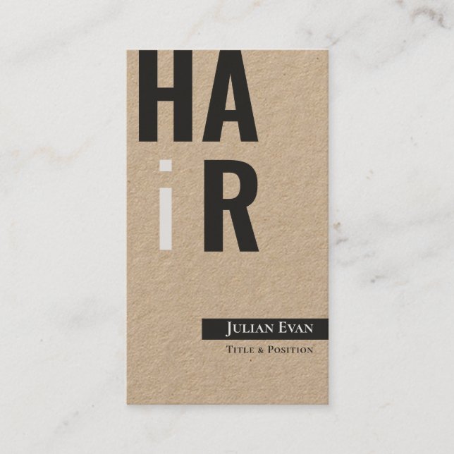 Elegante Monotone Kraft Hairdresser - Tarjeta de p (Anverso)