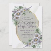 Elegante Morado Acuarela Floral Invitación Boda