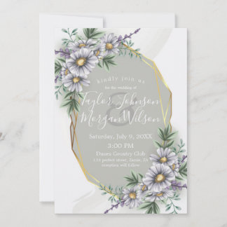 Elegante Morado Acuarela Floral Invitación Boda