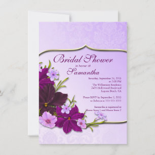 Elegante Morado Floral Bridal Ducha Invitación
