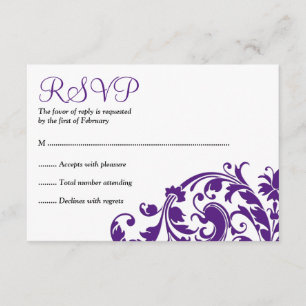 Elegante morado floreciente Bat Mitzvah RSVP