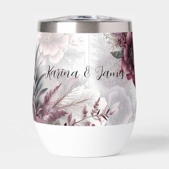 Elegante morado, rosa y marrón floral (Frente)