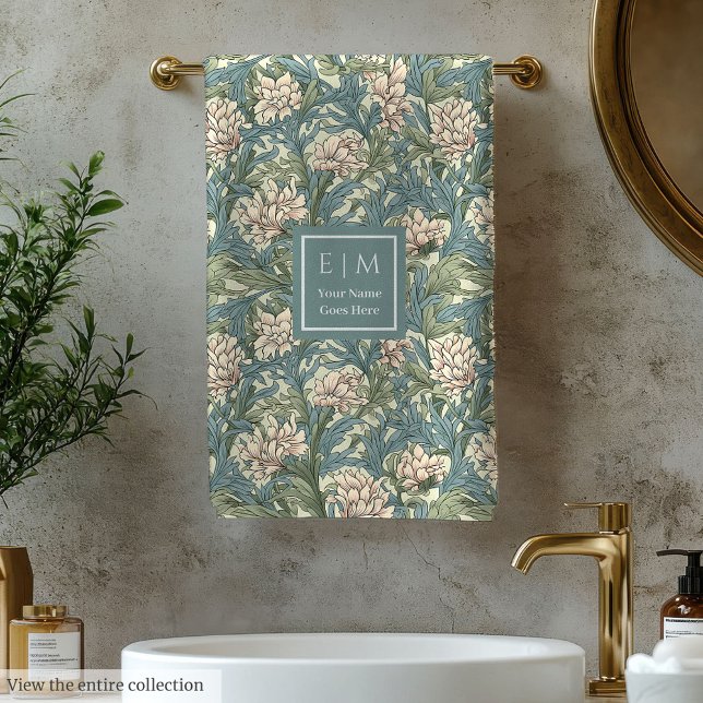 Elegante Morris Inspirado Pimpernel Pastel Floral (Elegant Morris Inspired Pimpernel Floral Pastel Bath Towel Set)