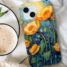 Elegante mosaico Art Nouveau de adormidera dorada