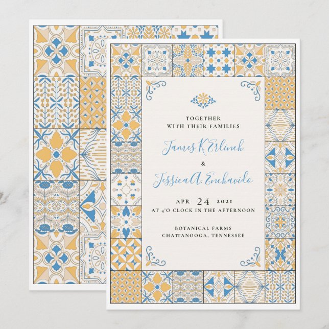 Elegante mosaico mosaico Ilustración Invitación a  (Anverso / Reverso)