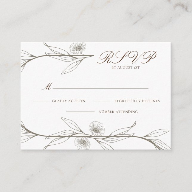 Elegante Muestra Mini Boda floral Tarjeta RSVP (Anverso)