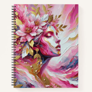 Elegante mujer abstracta de oro rosado Cuaderno Es