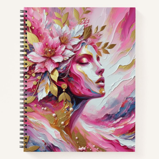 Elegante mujer abstracta de oro rosado Cuaderno Es (Anverso)