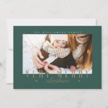 Elegante Muy Feliz Navidad Tipografía de Oro Fotog