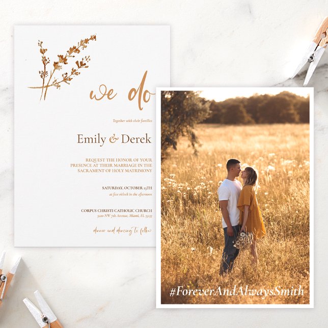 Elegante Naranja Boho Flores Invitación a la boda (Subido por el creador)